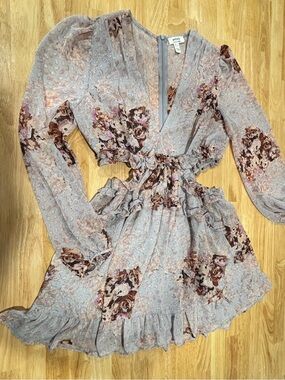 privy Lavender Floral Ruffle Wrap Dress